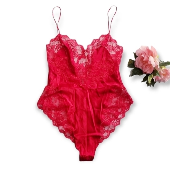 ADAGIO by Patricia Fieldwalker Vintage 80s Silk Lace Linegrie Teddy Bodysuit M - Picture 10 of 16